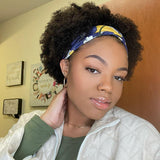 African Kinky Curly Natural Black Human Hair Easy Install Put On &amp; Go Headband Wig