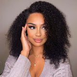 Afro Curly Invisible Lace Glueless 13x4 Frontal Lace Wig Human Hair
