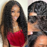 Glueless Water Wave 180% Density 4x4 Lace Closure Wigs Virgin Human Hair