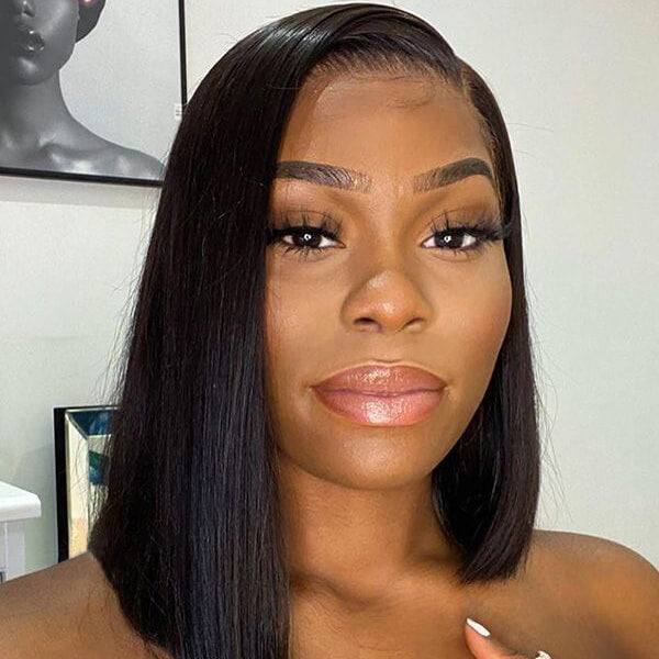 Malaysian Human Hair Asymetrical Bob 13x6 Lace Front Wig Human Hair