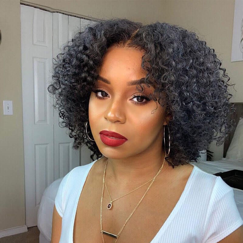 Short Kinky Curly 13x4 Bob Wigs with Bouncy Curls 100% Human Hair