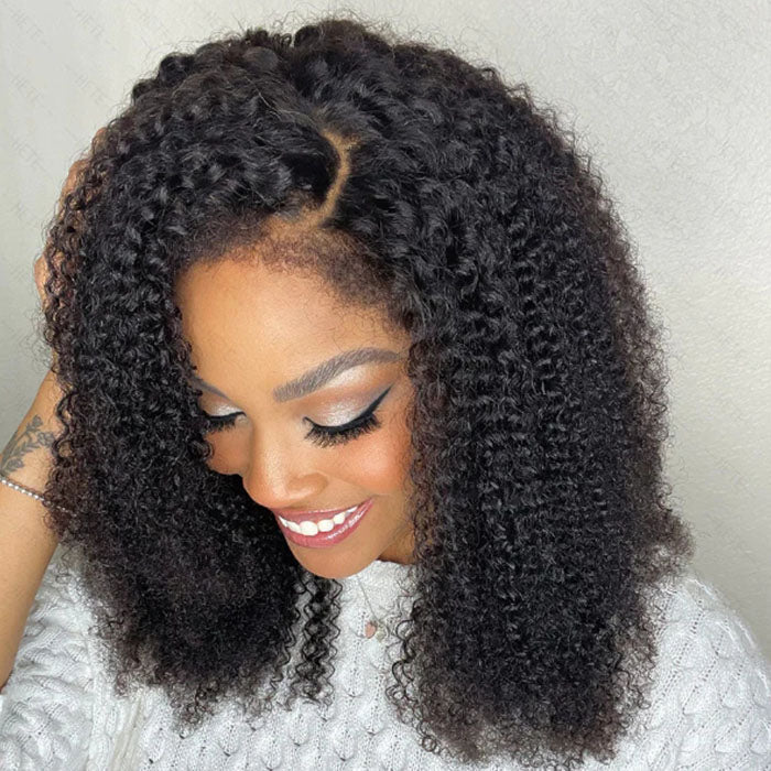 Natural 4C Edges Kinky Curly 13x4/5x5 HD Lace Front Wig With Curly Baby Hair Realistic Hairline