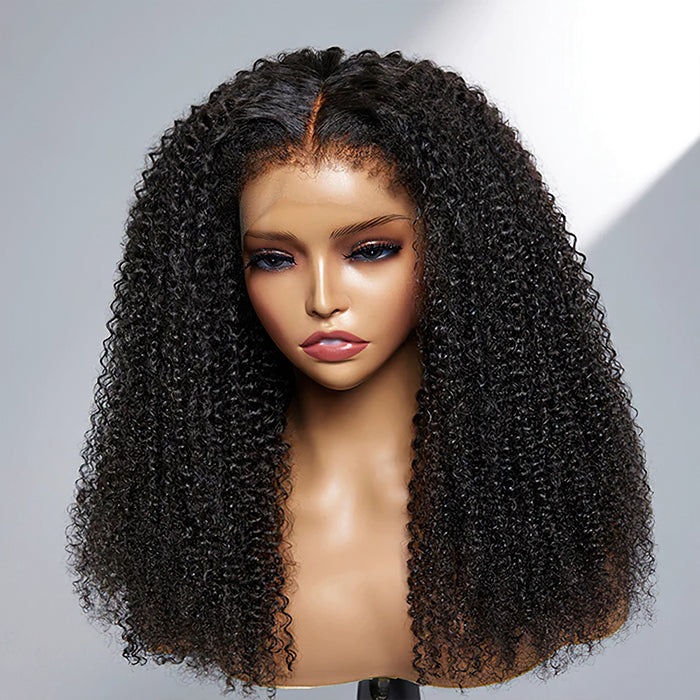 Natural 4C Edges Kinky Curly 13x4/5x5 HD Lace Front Wig With Curly Baby Hair Realistic Hairline