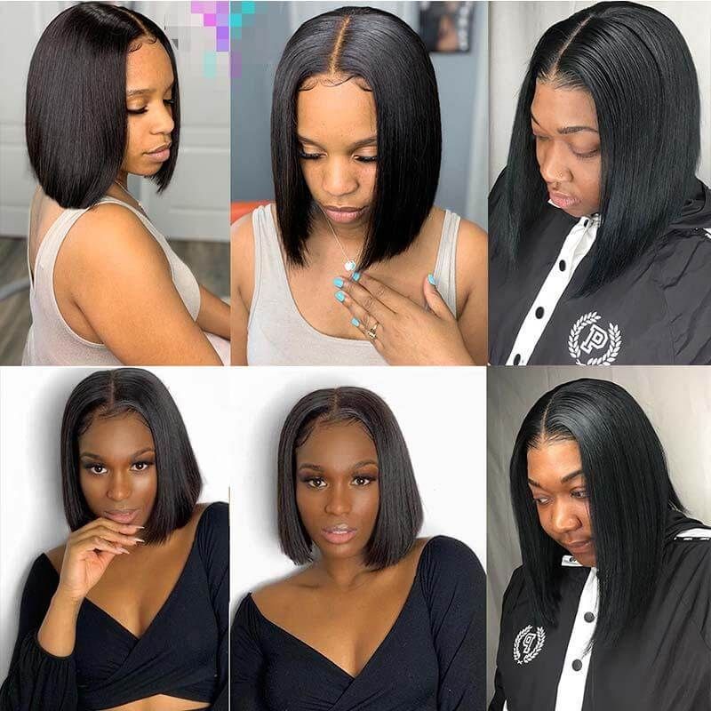 Straight Short Bob 13x4 Lace Front Human Hair Wigs For Black Women
