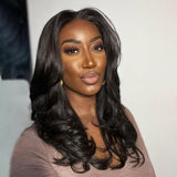 Layered Cut Wavy Human Hair Lace Front Wig with Butterfly Bangs