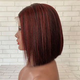 Burgundy Highlight Hair Bob 13x4 Lace Front Wig Human Hair