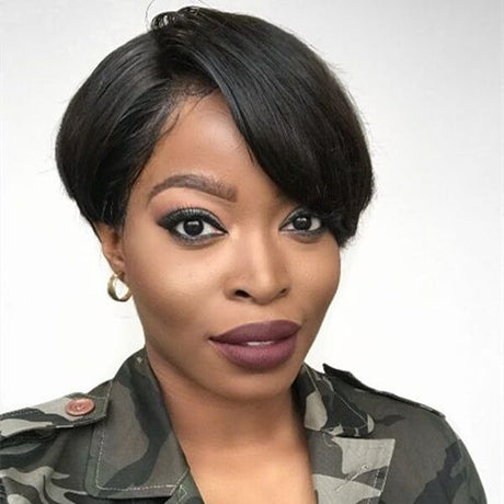 Malaysian Hair Pixie Cut Bob 13x4 Lace Front Wig Human Hair