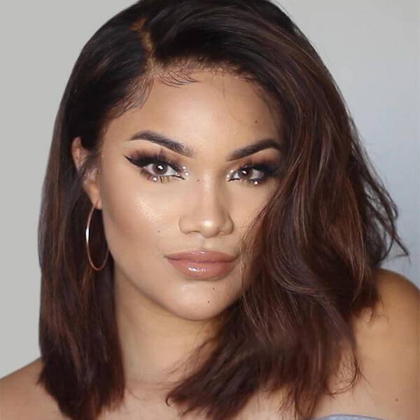 Brown Ombre Straight Bob 13x4 Lace Front Wig Human Hair