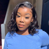 Malaysian Hair Wavy Bob Lace Front Wig 100% Human Hair