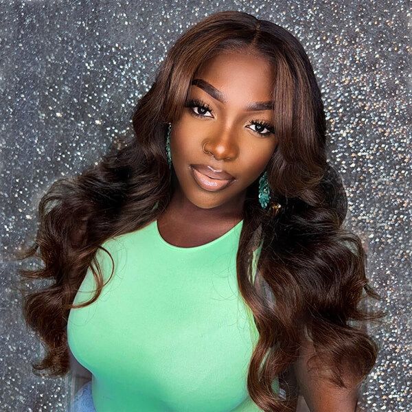 Long Wavy Honey Brown Ombre Lace Front Wigs Human Hair