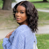 Wavy Wolf Cut with Curtain Bangs Lace Front Wig Human Hair