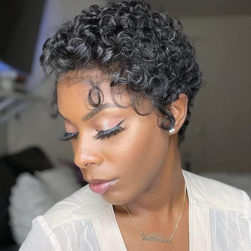 Glueless Pixie Cut 13x4 Lace Front Wig Bob 6 Inch Hair Wig Human Hair