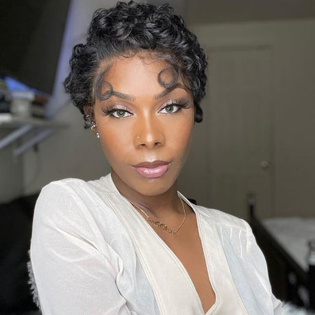 Glueless Pixie Cut 13x4 Lace Front Wig Bob 6 Inch Hair Wig Human Hair