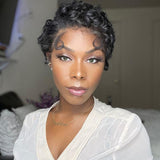 Glueless Pixie Cut 13x4 Lace Front Wig Bob 6 Inch Hair Wig Human Hair