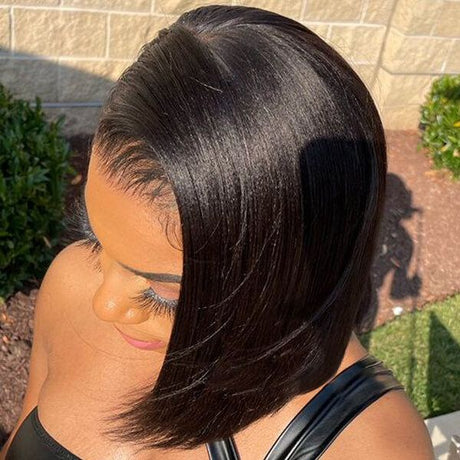 Yaki Texture Side Part Bob 13x6 Glueless Lace Front Wig Human Hair