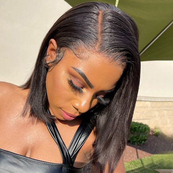 Yaki Texture Side Part Bob 13x6 Glueless Lace Front Wig Human Hair