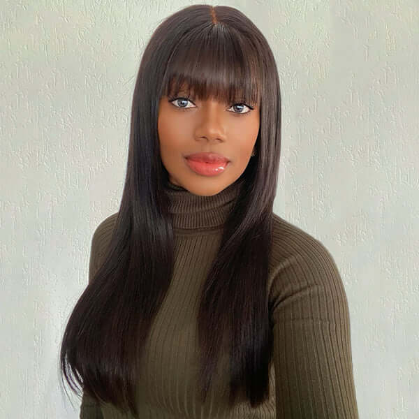 Curtain Bang HD 13x4 Lace Straight Wig Human Hair Lace Wig