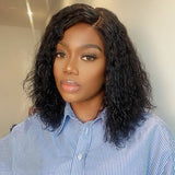 Flat Curly Short Bob Human Hair 4x4 Lace Closure Wig