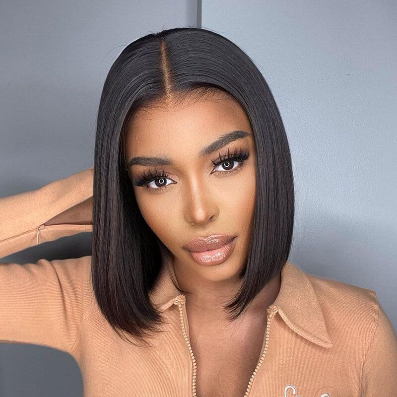 13x4 Lace Frontal Bob Wig Silky Straight Human Hair