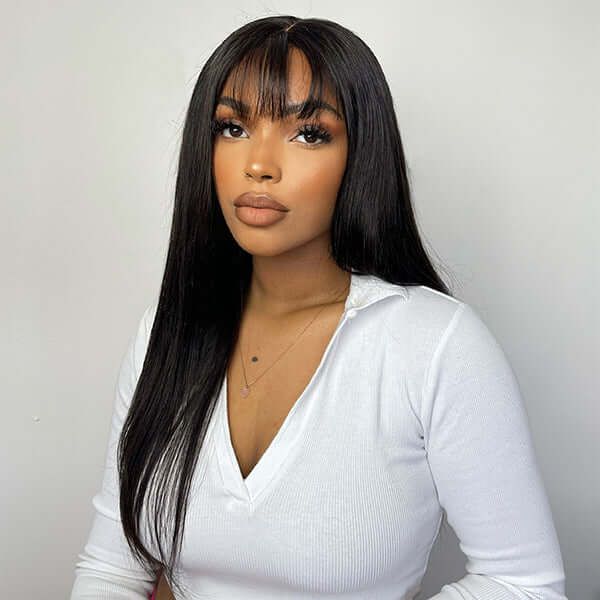 Curtain Bang HD 13x4 Lace Straight Wig Human Hair Lace Wig