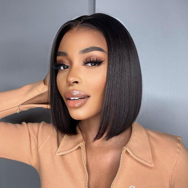 13x4 Lace Frontal Bob Wig Silky Straight Human Hair