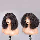 Highlight Afro Curly Wig With Bangs 100% Human Hair