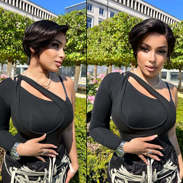 Classy Side Part Pixie Cut 13x4 Human Hair Lace Front Wig