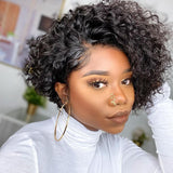 Water Wave Short Bob Wig Bouncy Curly Lace Front Wigs 150% Density Human Hair