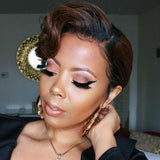 Pixie Cut Bob Chocolate Brown Lace Front Wigs Human Hair