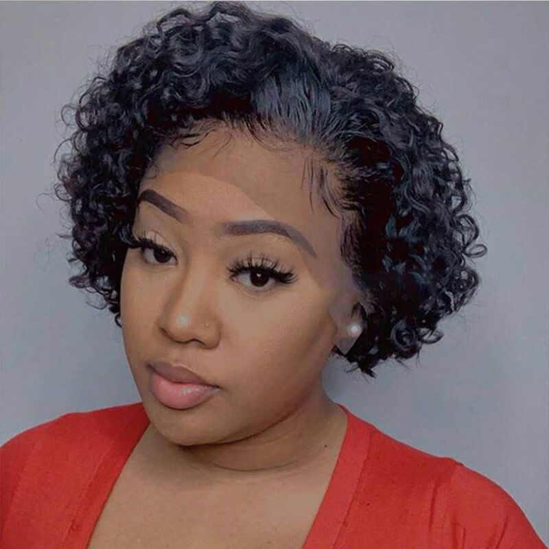 Water Wave Short Bob Wig Bouncy Curly Lace Front Wigs 150% Density Human Hair