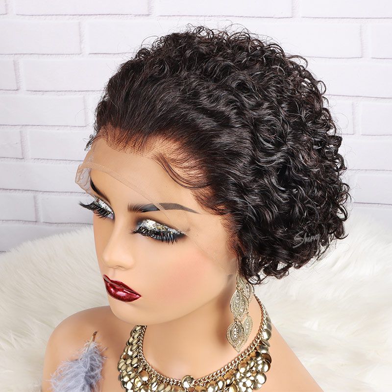 Pixie Cut Short Curly Bob Lace Wig 100% Human Hair
