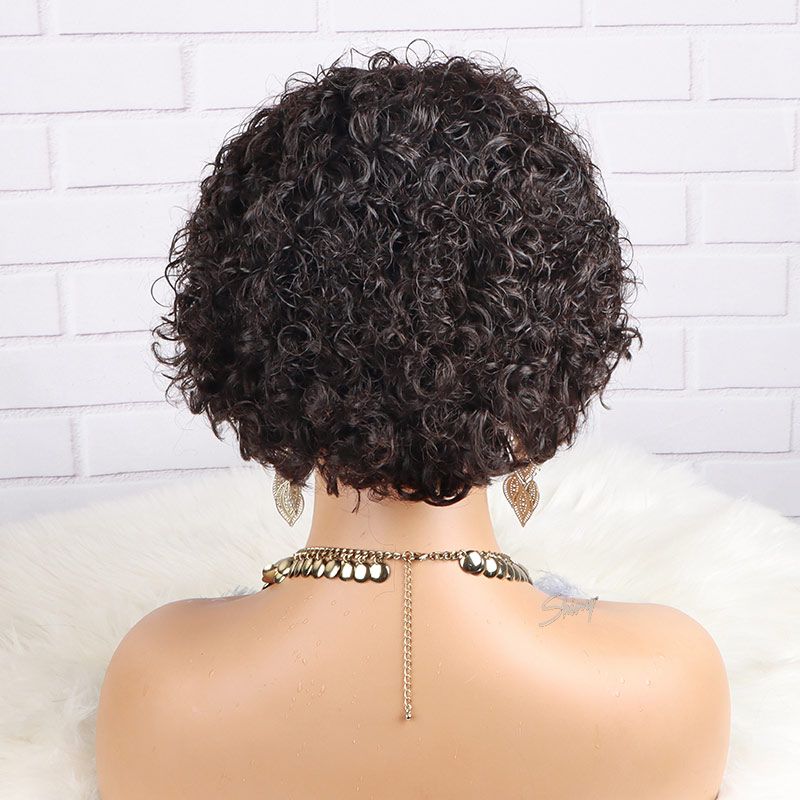 Pixie Cut Short Curly Bob Lace Wig 100% Human Hair