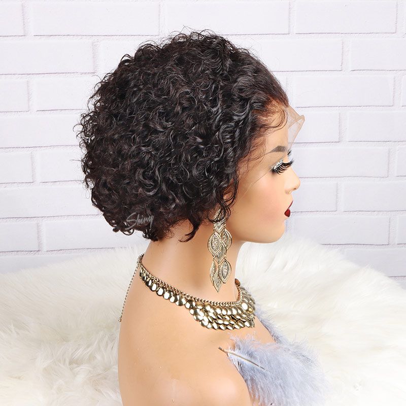 Pixie Cut Short Curly Bob Lace Wig 100% Human Hair