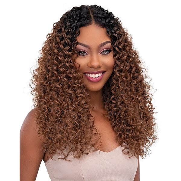 Brazilian Water Wave Human Hair  Ombre Caramel Brown Highlights Lace Wigs