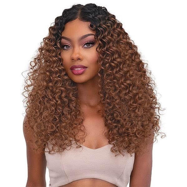 Brazilian Water Wave Human Hair  Ombre Caramel Brown Highlights Lace Wigs