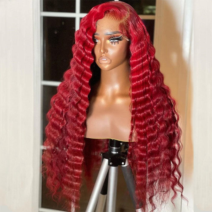 Red Color Loose Deep Wave HD Lace Front Wig 13×4/13x6 Skin Melt HD Glueless Frontal Wig