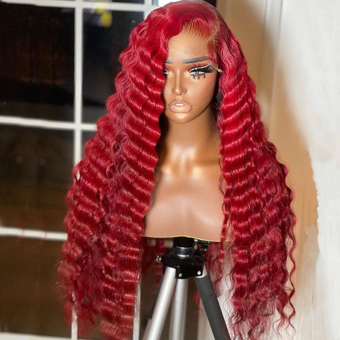 Red Color Loose Deep Wave HD Lace Front Wig 13×4/13x6 Skin Melt HD Glueless Frontal Wig