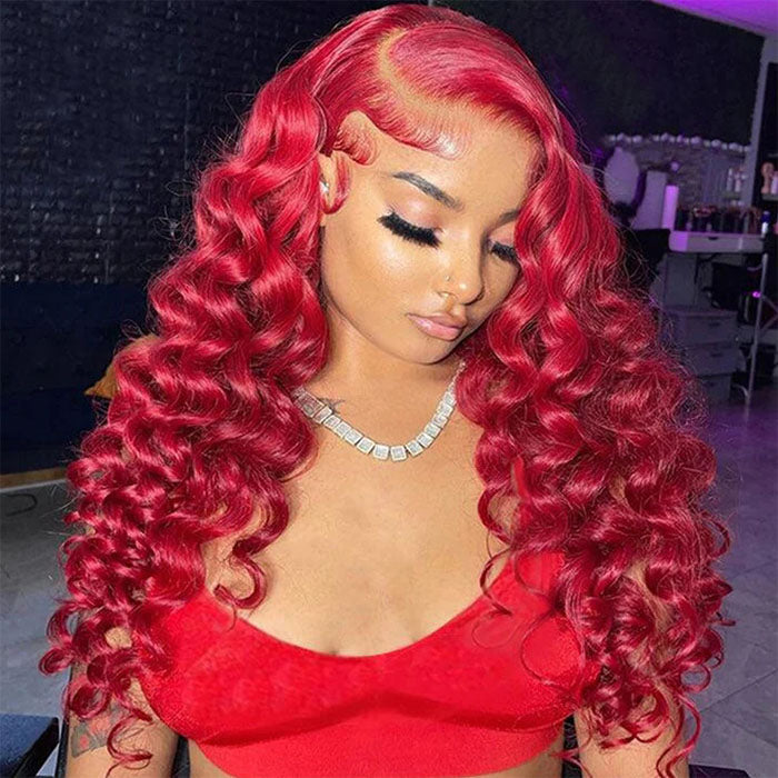 Red Color Loose Deep Wave HD Lace Front Wig 13×4/13x6 Skin Melt HD Glueless Frontal Wig