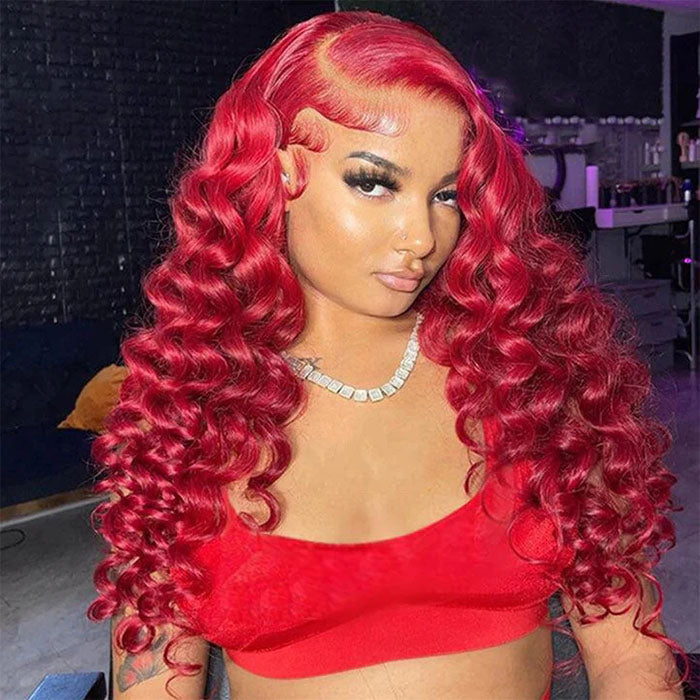 Red Color Loose Deep Wave HD Lace Front Wig 13×4/13x6 Skin Melt HD Glueless Frontal Wig