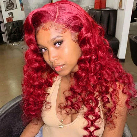 Red Color Loose Deep Wave HD Lace Front Wig 13×4/13x6 Skin Melt HD Glueless Frontal Wig