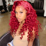 Red Color Loose Deep Wave HD Lace Front Wig 13×4/13x6 Skin Melt HD Glueless Frontal Wig