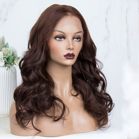 Body Wave Human Hair Chocolate Brown Lace Front Wig