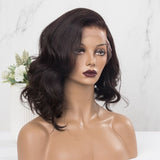 Side Part Asymmetric Wavy Bob Natural Color 13x6 Lace Front Wigs Human Hair