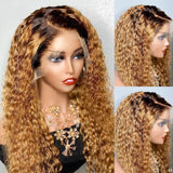 Ombre Blonde 13X4 Lace Front Wigs Curly Brown Brazilian Human Hair Wigs