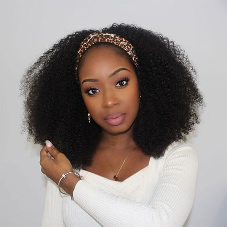 African Kinky Curly Human Hair Easy Install Headband Wig