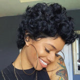 Short Body Wave Black Human Hair Lace Front Wig