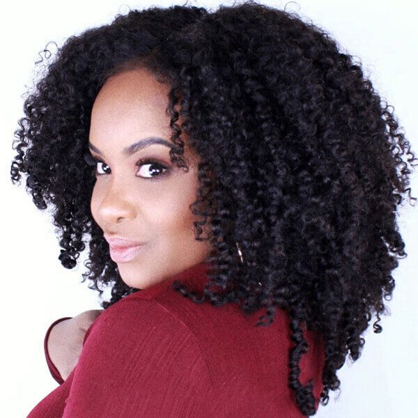 Shoulder Length Tight Curly Natural Color Lace Front Wig Human Hair