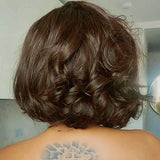 Side Part Wavy Bob Chocolate Brown 13x4 Lace Front Wig Human Hair