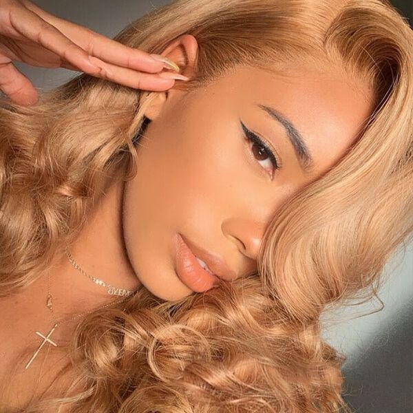 Side Part Wavy Golden Blonde 13x4 Lace Front Wigs Human Hair