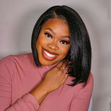 Side Part Frontal 13x4 Lace Bob Lace Wig Kinky Straight 100% Human Hair